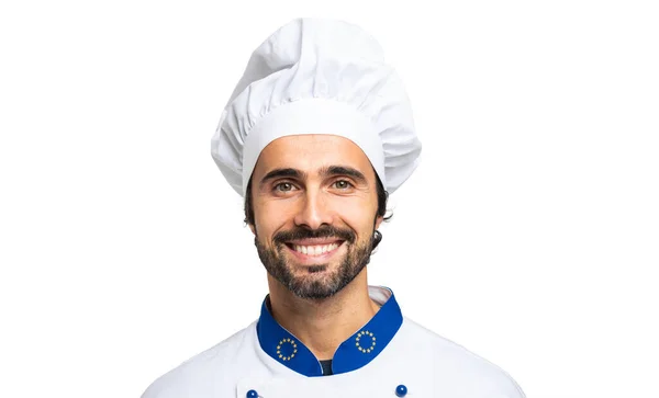 Chef Joyeux Isolé Sur Fond Blanc — Photo