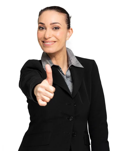 Beautiful Businesswoman Showing Thumbs Isolated White Background — Stock Photo, Image