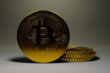 Bitcoin yakın çekim, konsept kripto para çekimi