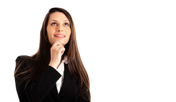 Thoughtful Woman Isolated White Background — Stock Photo, Image