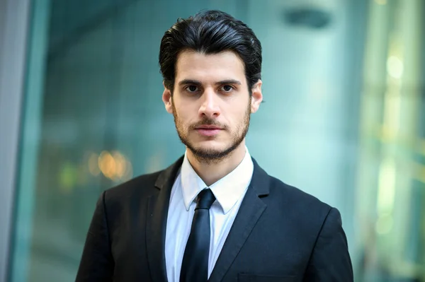 Young Businessman Outdoor Serious Expression — Stock Photo, Image