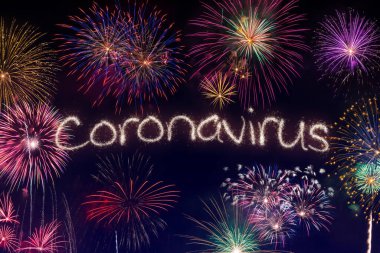 Yeni yıl Coronavirus havai fişekleri, karantina konsepti