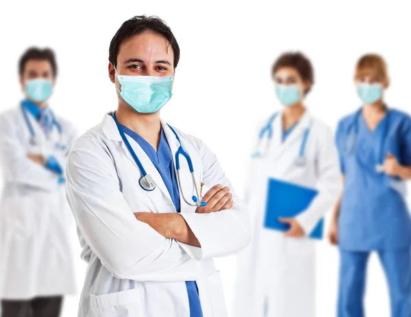 Group of masked doctors during coronavirus pandemic
