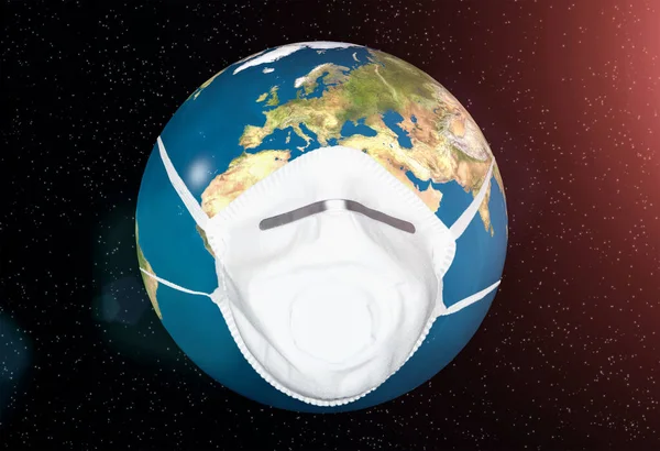 Masked earth, funny coronavirus concept