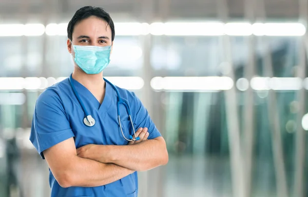 Arzt Mit Maske Krankenhaus — Stockfoto