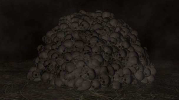墓地圈 非常可怕的组成与头骨 — 图库视频影像