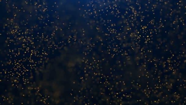 金粒子。自然有機粒子に浮かぶ美しい背景。ボケ味を輝く粒子。スローモーション. — ストック動画