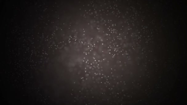 Gouddeeltjes. Natuurlijke organische deeltjes zwevend op mooie ontspannende achtergrond. Glinsterende deeltjes met Bokeh. Slow motion. — Stockvideo