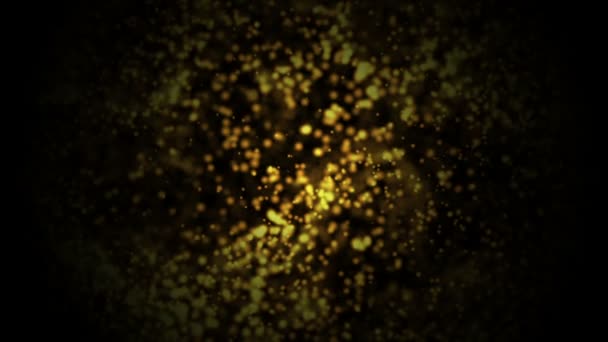 Partículas de ouro. Partículas orgânicas flutuantes naturais em fundo relaxante beatiful. Partículas brilhantes com Bokeh. Movimento lento . — Vídeo de Stock