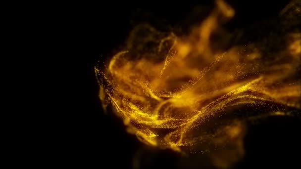 Particules d'or scintillantes, mouvement aléatoire de particules. Sur fond de détente béatifique. Particules scintillantes avec Bokeh dans la lumière volumétrique — Video