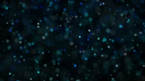 Staubpartikel, zufällige Bewegung von Teilchen.on schönen entspannenden Hintergrund. Glitzerteilchen mit Bokeh im volumetrischen Licht — Stockvideo