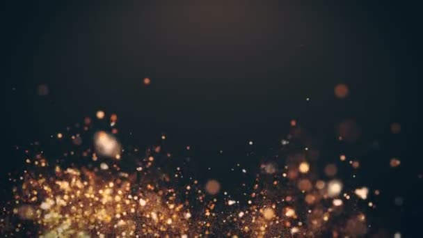 Dust Particles, random motion of particles.On beatiful relaxing Background. Glittering Particles With Bokeh in volumetric light — Stock Video