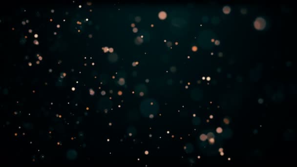 Flickering Particles, random motion of particles.On beatiful relaxing Background. Glittering Particles With Bokeh in volumetric light — Stock Video