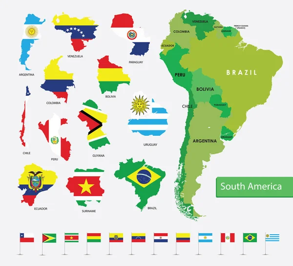 Mapa Detallado América Del Sur — Vector de stock