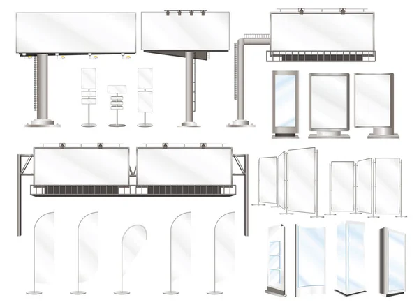 Встановлення Векторних Ілюстрацій Рекламних Конструкцій Зовнішніх Рекламних Щитів — стоковий вектор