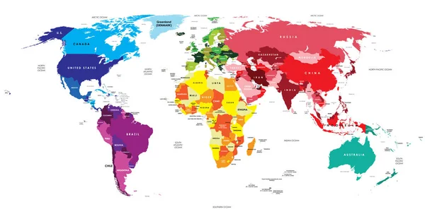 Politická Mapa Světa — Stockový vektor