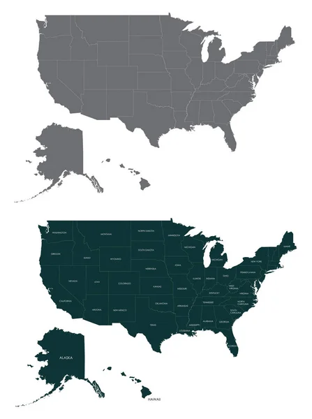 Silhouette Mapa Estados Unidos — Archivo Imágenes Vectoriales