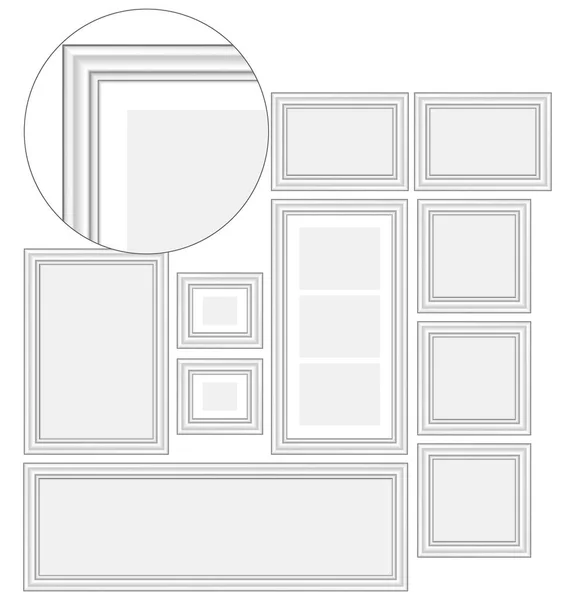 벡터 일러스트, 사진 과 사진을 위한 빈 흰색 프레임 세트 — 스톡 벡터
