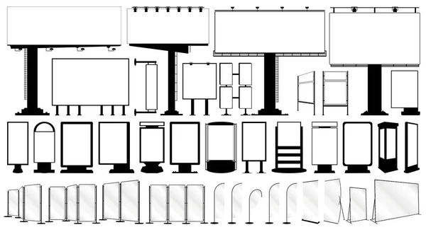 Set di supporti pubblicitari per esterni vettoriali, illustrazione isolata su uno sfondo bianco vuoto per il design — Vettoriale Stock