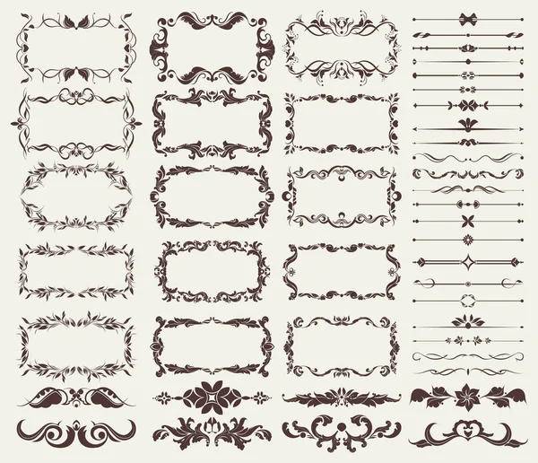 Conjunto vectorial de elementos decorativos para bordes, marcos, divisores — Archivo Imágenes Vectoriales