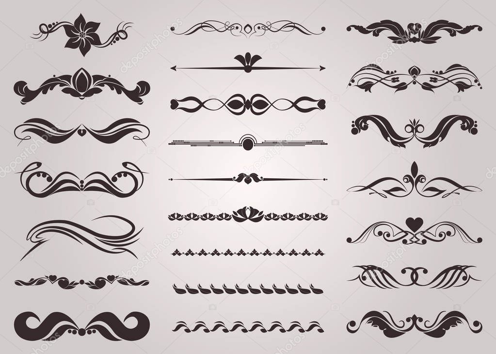 Collection of vector decorative elements for the design of pages