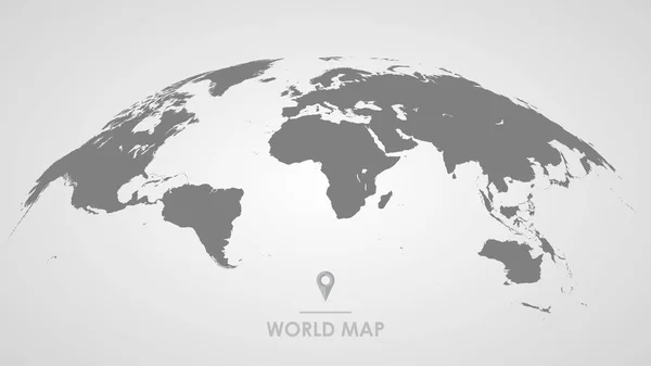 Silhueta 3d de um mapa mundial global, esfera com continentes e ilhas do mundo ilustração vetorial monocromática — Vetor de Stock