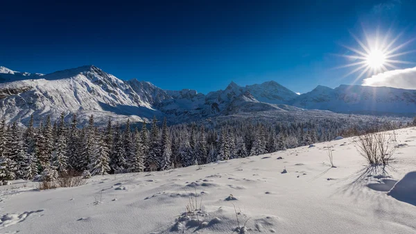 Montagnes Tatra au lever du soleil en hiver, Pologne — Photo