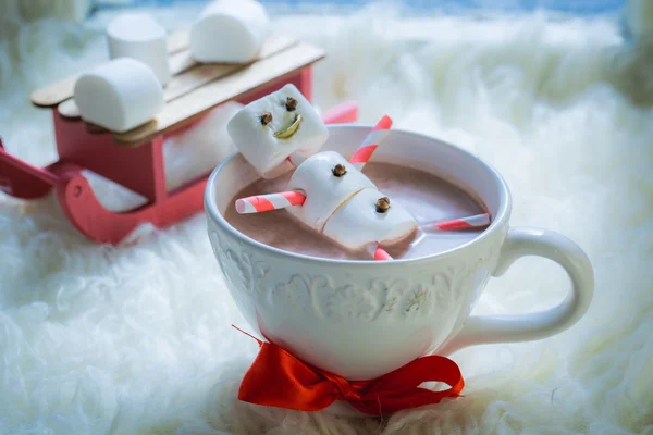 Closeup of homemade snowman for Christmas — Stock Photo, Image