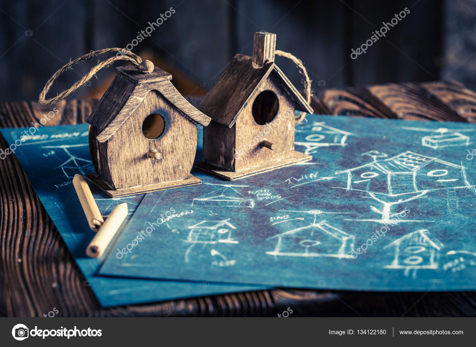 Maison De Mignon Petit Oiseau En Atelier En Bois