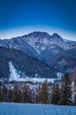 View of the winter ski jump in Zakopane, Tatra Mountains clipart