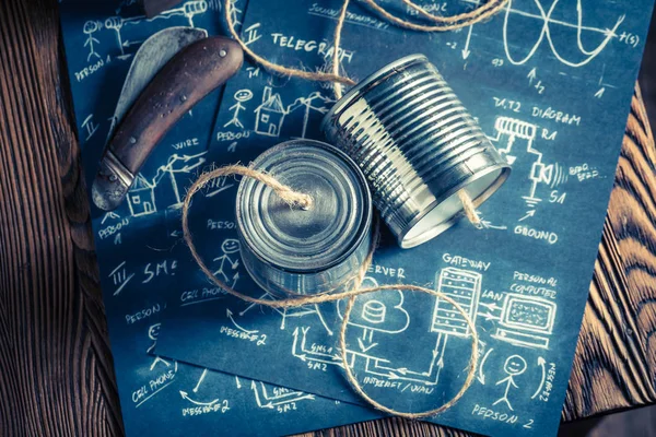 Children's analog telephone as first communication device — Stock Photo, Image