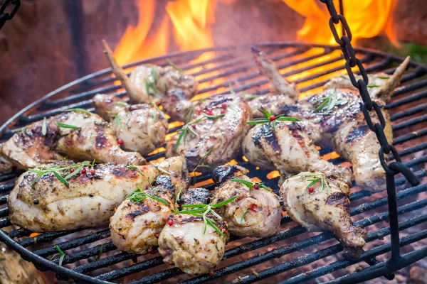 Baharat ve biberiye ile ızgarada taze tavuk — Stok fotoğraf