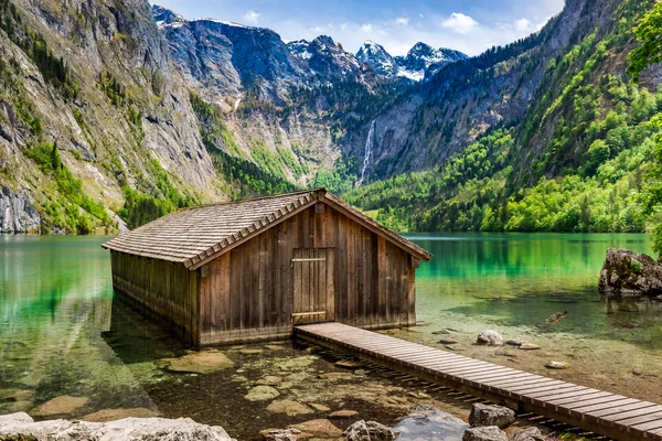 Úchvatný pohled na jezero Obersee v Alpách, Německo, Evropa — Stock fotografie