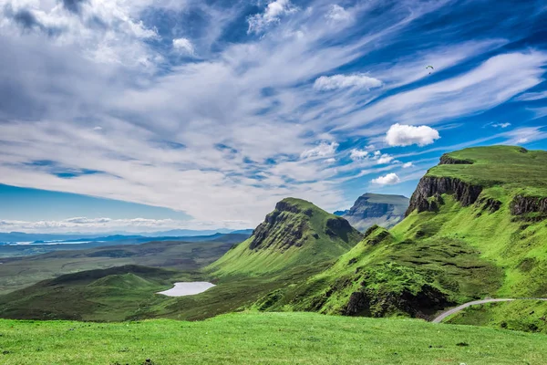 美丽的景色，从 Quiraing 到谷在苏格兰，联合王国 — 图库照片