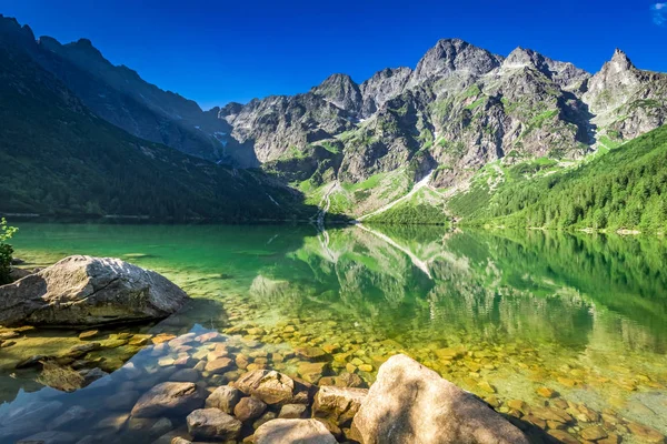 Lake in the mountains at sunrise, Poland, Europe — Stock Photo, Image