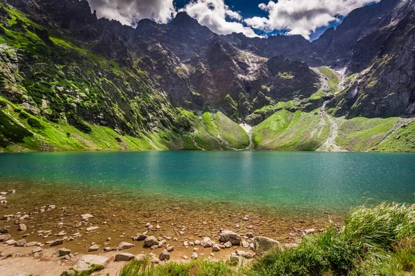 Krásný rybník v horách v létě, Polsko, Evropa — Stock fotografie