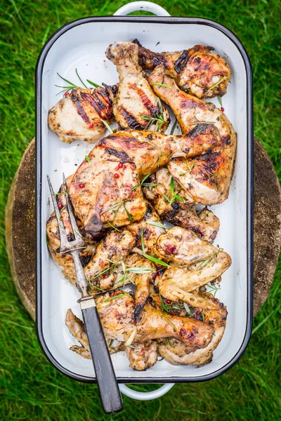 Pollo alla griglia piccante con spezie e rosmarino — Foto Stock