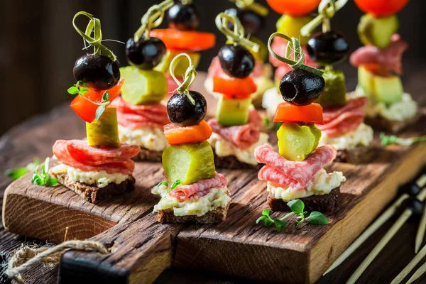 Healthy various snacks with vegetables and herbs — Stock Photo, Image