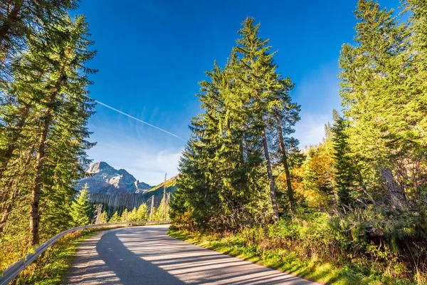 Weg die leidt naar het Tatra-gebergte in de herfst — Stockfoto