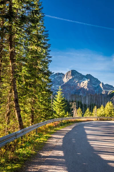 Dark road leading to the Tatras Mountains in Poland — Stock Photo, Image