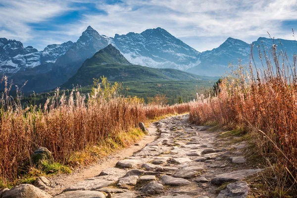 Belo caminho para o vale da montanha em Tatras, na Polônia — Fotografia de Stock