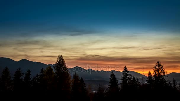 Zonsondergang Tatra Bergen Uitzicht Vanaf Zakopane Polen — Stockvideo