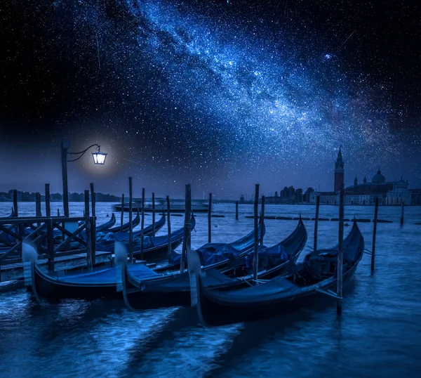 그랜드 운하와 베니스, 이탈리아에서 밤에 별 — 스톡 사진