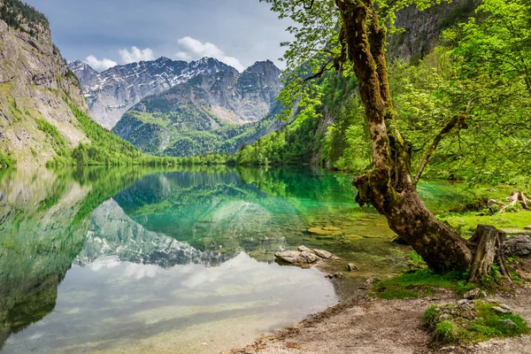 Vista del lago de montaña verde en los Alpes alemanes — Foto de Stock