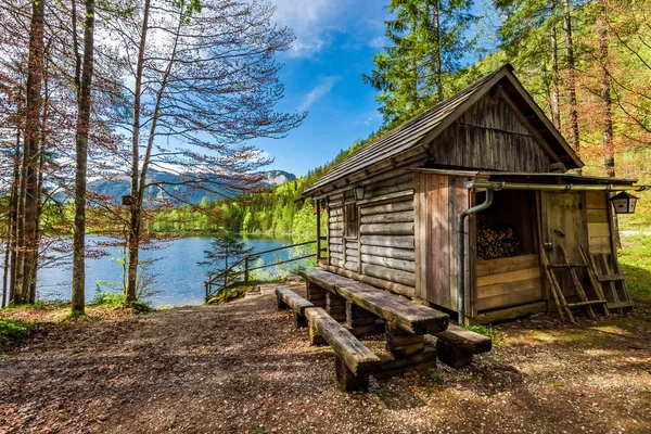 Oude houten hut in het bos, Alpen, Duitsland — Stockfoto