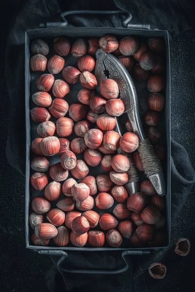 Avelãs frescas como um lanche saudável e bom — Fotografia de Stock