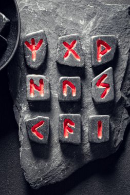 Extraordinary runic divination by stones based on antique scrolls clipart