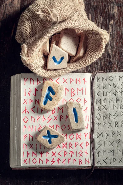 Original fortune teller from rune stones based on futhark alphabet — Stock Photo, Image