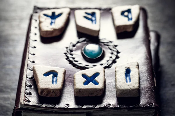 Unique runic divination by stones based on futhark alphabet — 스톡 사진