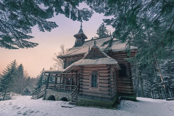 Vintage Cappella Jaszczurowka Costruito Legno Pietre — Foto Stock